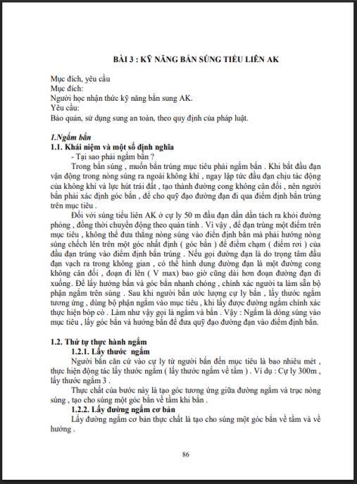 Giáo trình Giáo dục Quốc phòng – An ninh Phần 2: Kỹ Năng Bắn AK & Phòng Thủ Hiện Đại