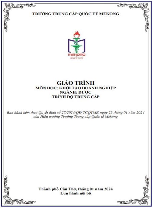 Giáo trình Khởi tạo doanh nghiệp ngành Dược – Hướng dẫn toàn diện startup thành công