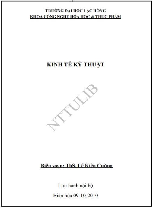 Giáo trình Kinh tế kỹ thuật – Hướng dẫn toàn diện kinh tế môi trường bền vững