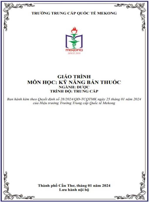 Giáo trình Kỹ năng bán thuốc ngành Dược – Bí quyết chinh phục khách hàng