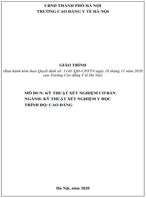 Giáo trình Kỹ thuật xét nghiệm cơ bản – Tài liệu nền tảng cho sinh viên y khoa