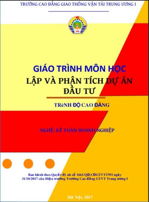 Giáo trình Lập và phân tích dự án đầu tư – Bí quyết thành công cho nhà đầu tư chuyên nghiệp