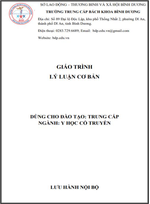 Giáo trình Lý luận cơ bản – Nền tảng vững chắc Y học Cổ truyền