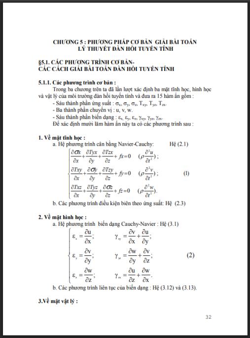 Giáo trình Lý thuyết đàn hồi Phần 2 – Phương pháp giải bài toán chuyên sâu