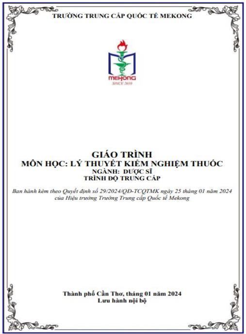 Giáo trình Lý thuyết kiểm nghiệm thuốc Ngành Dược sĩ – Chuẩn Dược điển Việt Nam V