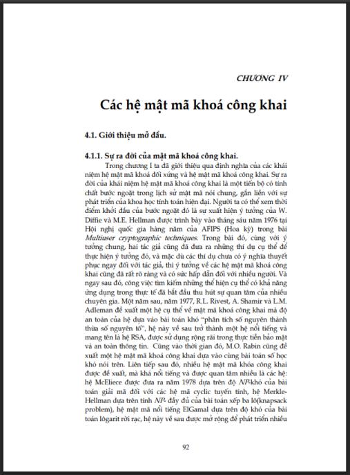 Giáo trình Lý thuyết mật mã và an toàn thông tin Phần 2 – Bí quyết bảo mật số đỉnh cao