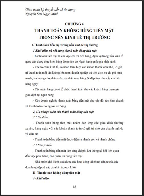 Giáo trình Lý thuyết tiền tệ tín dụng Phần 2 – Nền tảng thanh toán thị trường & quốc tế