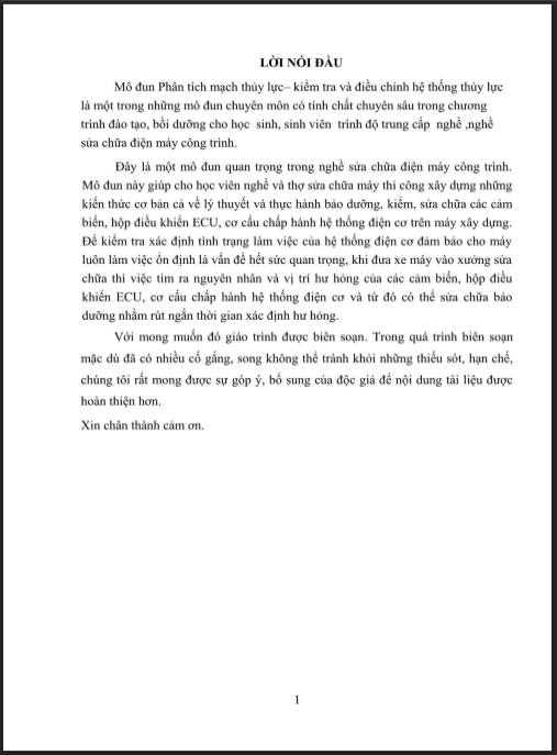 Giáo trình Phân tích mạch thủy lực – Kiểm tra và điều chỉnh hệ thống thủy lực | Hướng dẫn thực hành PDF