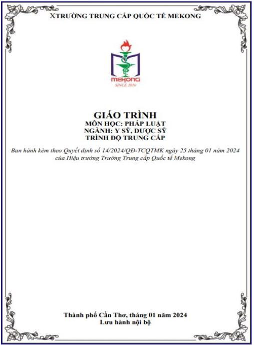 Giáo trình Pháp luật (Ngành: Y sĩ, Dược sĩ) – Kiến thức thiết yếu Trung cấp