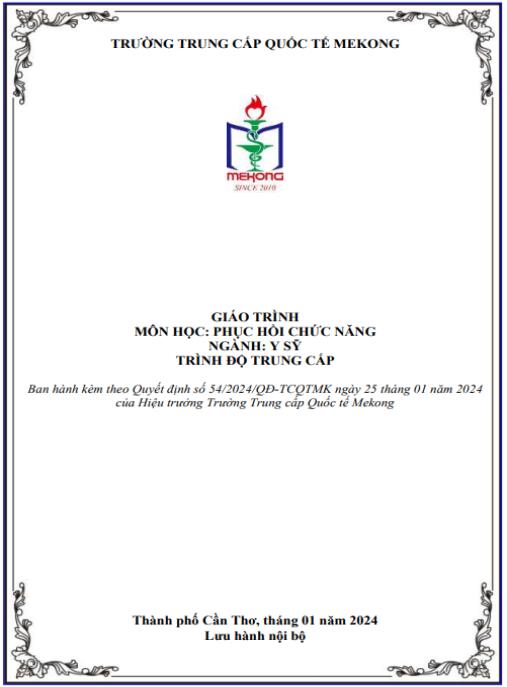 Giáo trình Phục hồi chức năng – Y sỹ Trung cấp Mekong