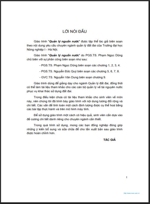 Giáo trình Quản lý nguồn nước – Hướng dẫn toàn diện khai thác bền vững