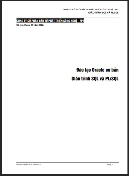 Giáo trình SQL và PL/SQL – Hướng dẫn toàn diện quản trị CSDL chuyên sâu
