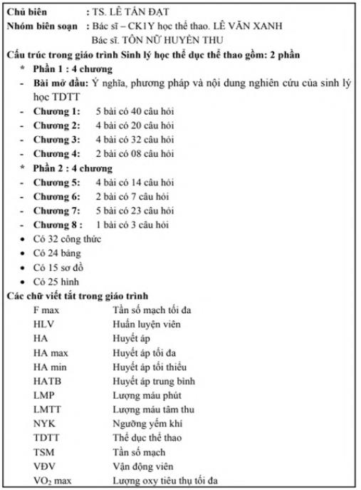 Giáo trình Sinh lý thể dục thể thao – Nền tảng kiến thức thiết yếu cho HLV