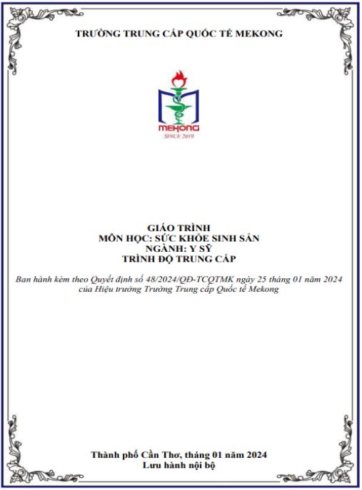 Giáo trình Sức khỏe sinh sản – Tài liệu chuẩn Y sỹ Trung cấp