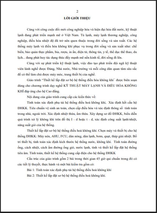 Giáo trình Thiết kế lắp đặt sơ bộ hệ thống điều hòa không khí – Hướng dẫn thực hành chuyên sâu HVAC