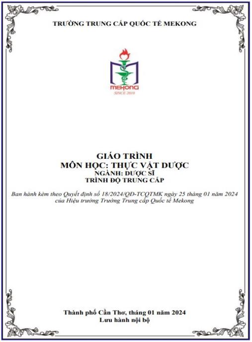 Giáo trình Thực vật dược – Tài liệu chuẩn cho Dược sĩ Trung cấp