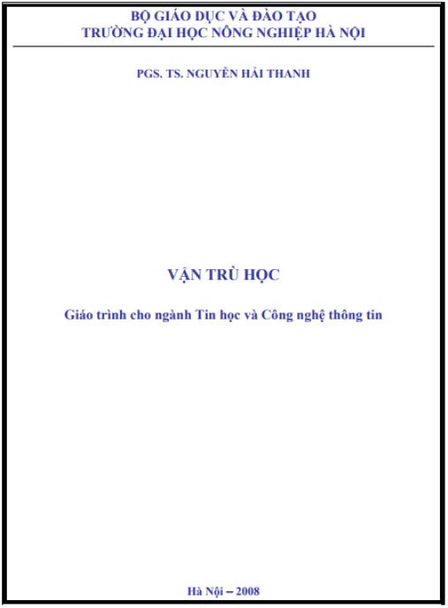 Giáo trình Vật trù học Phần 1 – Nền tảng vững chắc cho sinh viên CNTT