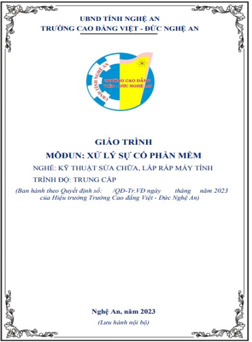 Giáo trình Xử lý sự cố phần mềm – Hướng dẫn chuyên sâu Trung cấp Kỹ thuật máy tính