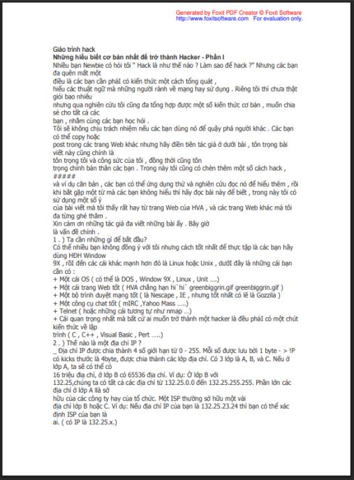 Giáo trình để trở thành 1 hacker mũ trắng – Kiến thức cơ bản cho Newbie