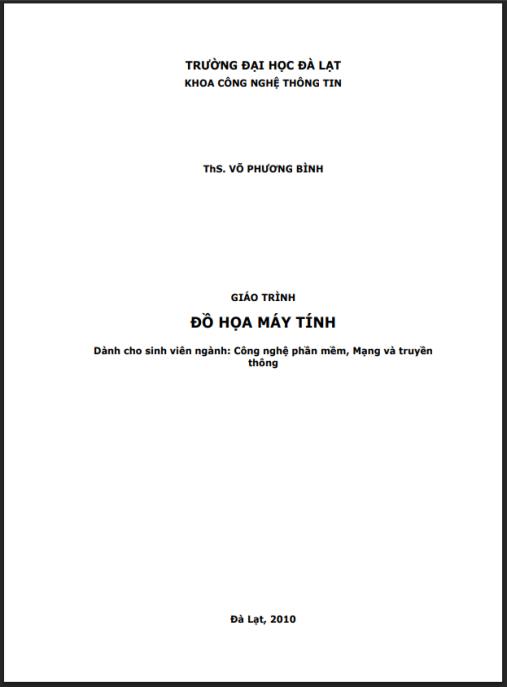 Giáo trình Đồ họa Máy tính – Hướng dẫn toàn diện cho sinh viên CNTT