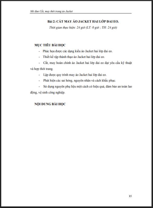 Mô đun Cắt, may thời trang áo Jacket – Bài 2: Cắt may áo jacket hai lớp đai eo | Thành thạo kỹ năng pro