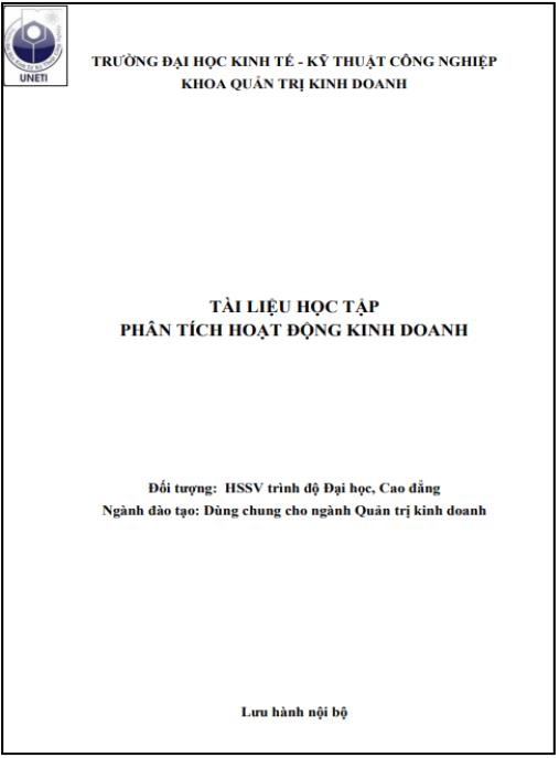 Phân tích Hoạt động Kinh doanh – Giáo trình ĐH Kinh tế Kỹ thuật CN