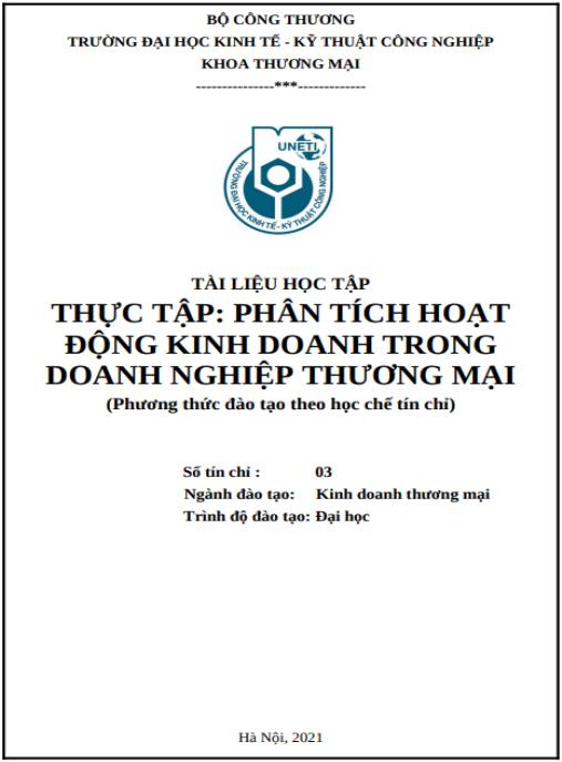 Tài liệu học tập Phân tích hoạt động kinh doanh trong doanh nghiệp thương mại – Hướng dẫn thực hành chuyên sâu