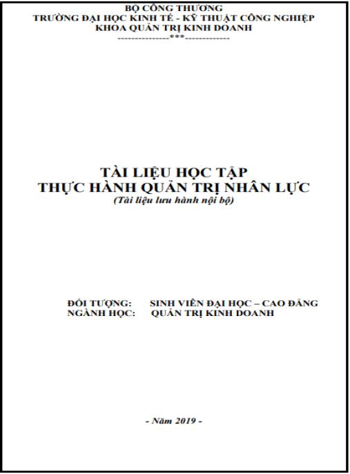 Tài liệu học tập: Thực hành quản trị nhân lực – ĐH Kinh tế Kỹ thuật CN