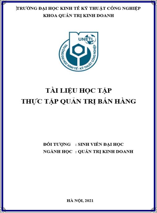 Tài liệu học tập Thực tập Quản trị bán hàng – Bí quyết chinh phục doanh số