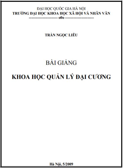 Tập bài giảng Khoa học quản lý đại cương – Tài liệu nền tảng cho sinh viên quản trị