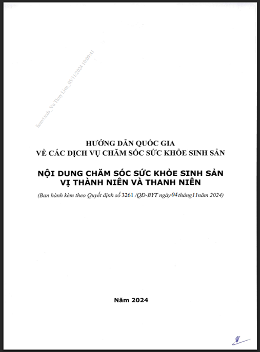 Hướng dẫn quốc gia về các dịch vụ chăm sóc sức khỏe sinh sản: Nội dung chăm sóc sức khỏe sinh sản vị thành niên và thanh niên | Tài liệu thiết yếu cho phụ huynh & giáo viên
