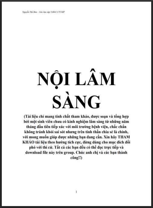 Tổng Hợp Nội Lâm Sàng – Tài Liệu Thiết Yếu Cho Bác Sĩ Lâm Sàng
