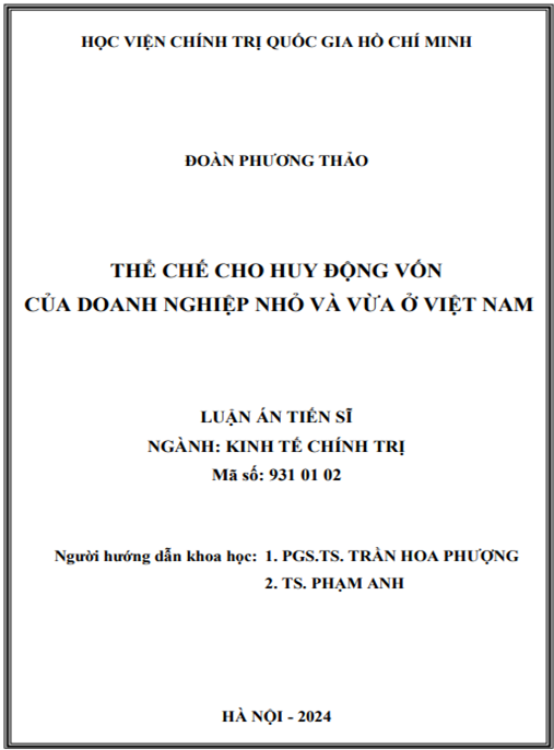 Thể chế huy động vốn doanh nghiệp nhỏ và vừa Việt Nam – Hướng dẫn thực tiễn