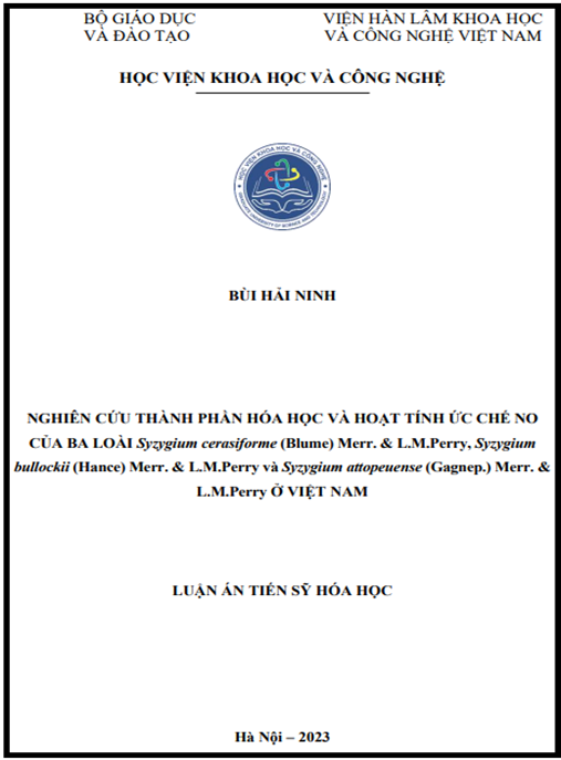 Luận án Nghiên cứu thành phần hóa học và hoạt tính ức chế NO của ba loài Syzygium cerasiforme (Blume) Merr. & L.M.Perry, Syzygium bullockii (Hance) Merr. & L.M.Perry và Syzygium attopeuense (Gagnep.) Merr. & L.M.Perry ở Việt Nam – Đột phá hóa học hữu cơ